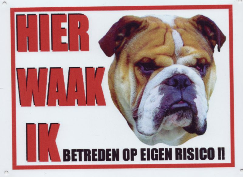 Waakbord Engelse Bulldog bruin/wit 2-0